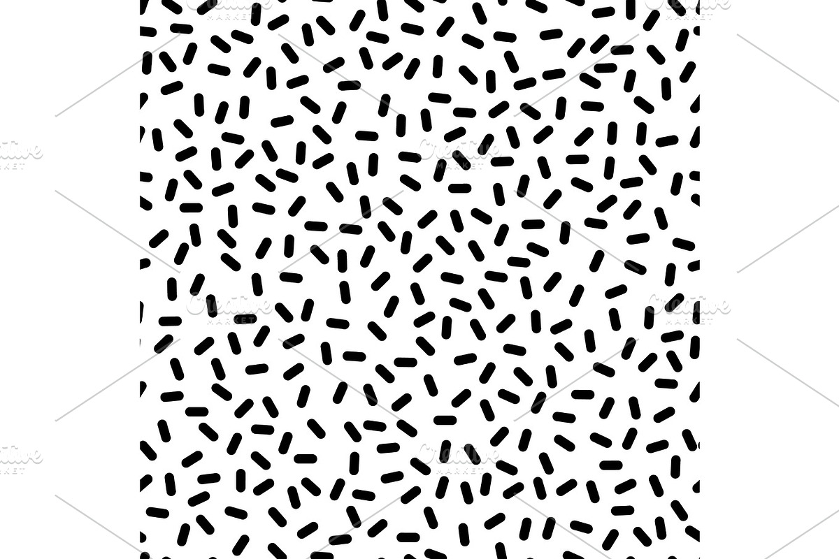 Black and white strokes confetti simple seamless pattern, vector in Illustrations - product preview 8
