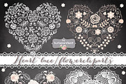 Heart lace/flower cliparts