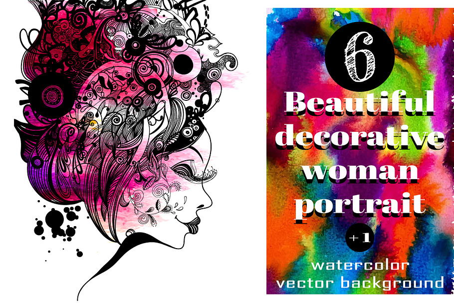 6 Woman zentangle inspired portrait. in Illustrations - product preview 8