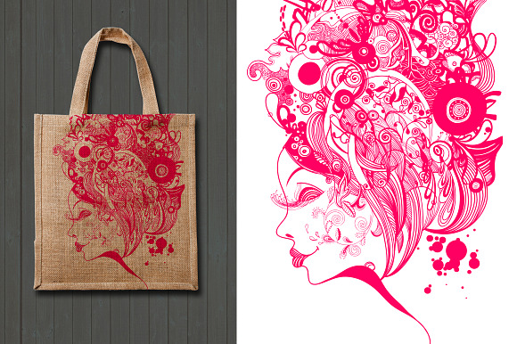 6 Woman zentangle inspired portrait. in Illustrations - product preview 4