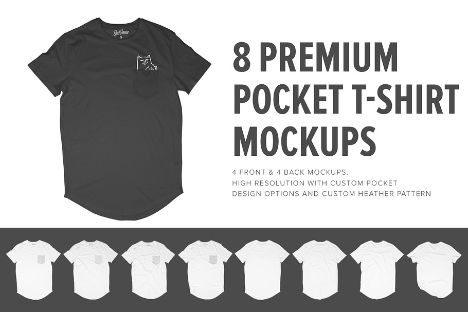 8 Premium Pocket T-Shirt Mockups