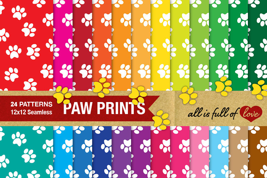 Animal Paw Print Background Paper 