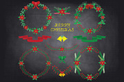 Chalkboard Christmas Floral Clipart