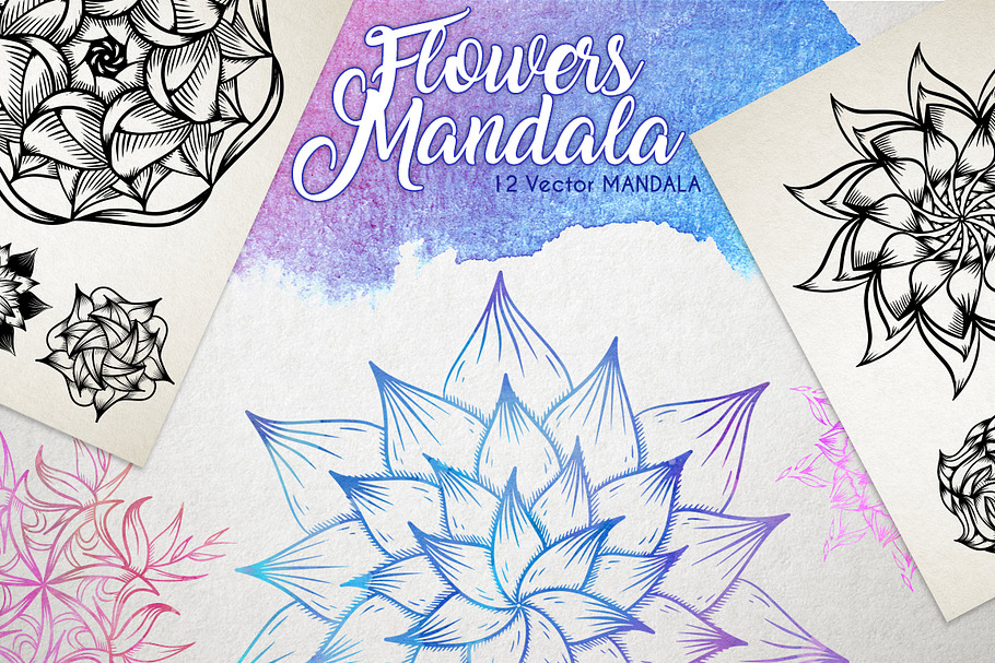 Vector Flowers MANDALA in Illustrations - product preview 8