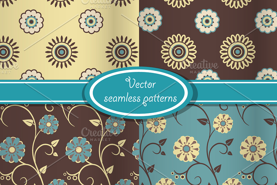4 vector vintage floral patterns in Patterns - product preview 8