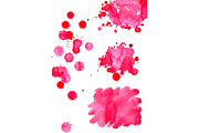 Watercolor pink spot isolated set