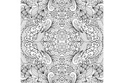 Symmetric outline ornamental floral pattern