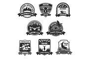 Hunting club adventure vector icons or badges set