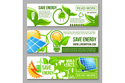 Eco green energy saving banner set design