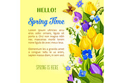 Spring flowers blooming design vector greetings