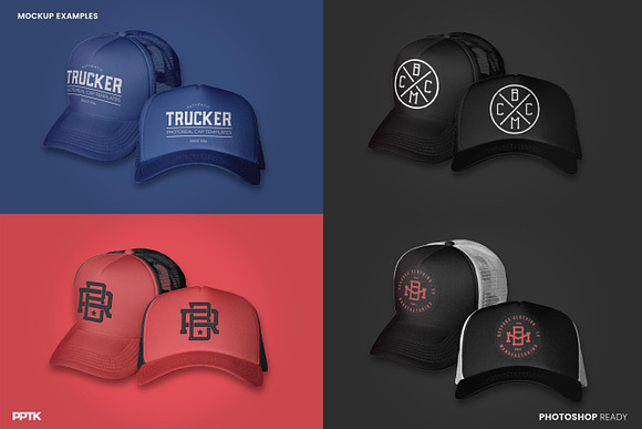 Trucker Cap Photoshop Template in Product Mockups - product preview 3