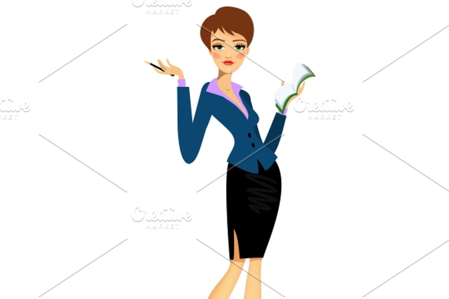 Cartoon female secretary in Illustrations - product preview 8