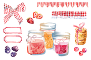 Watercolor Berry Jam clipart set