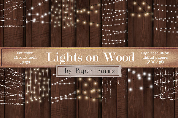 Fairy lights on wood