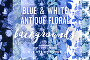 Blue & White Floral Rose Backgrounds
