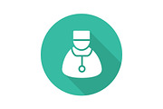 Doctor flat design long shadow icon