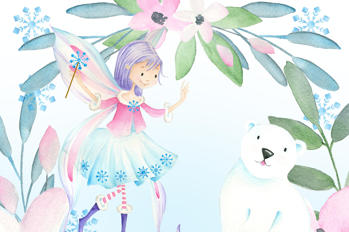 Winter snow fairy clipart in Illustrations - product preview 8