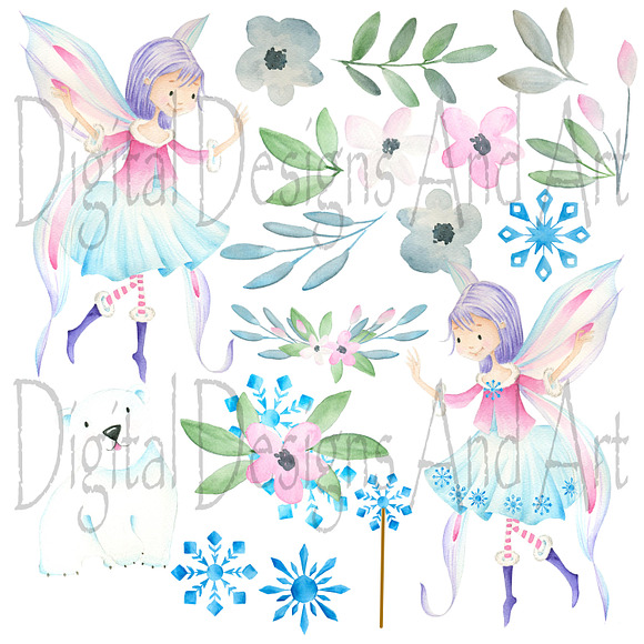 Winter snow fairy clipart in Illustrations - product preview 1