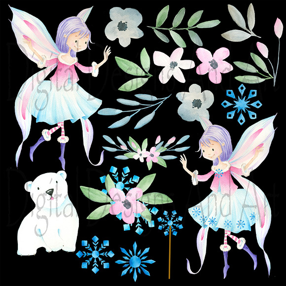 Winter snow fairy clipart in Illustrations - product preview 2
