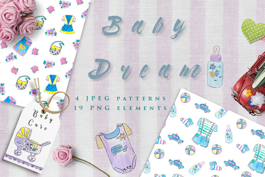 Baby Dream set patterns & clipart