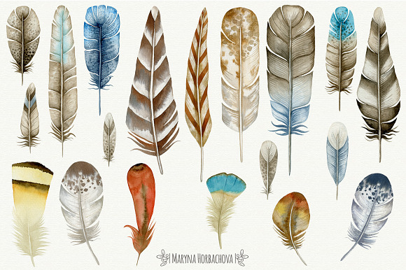 Set of watercolor tribal elements in Illustrations - product preview 2