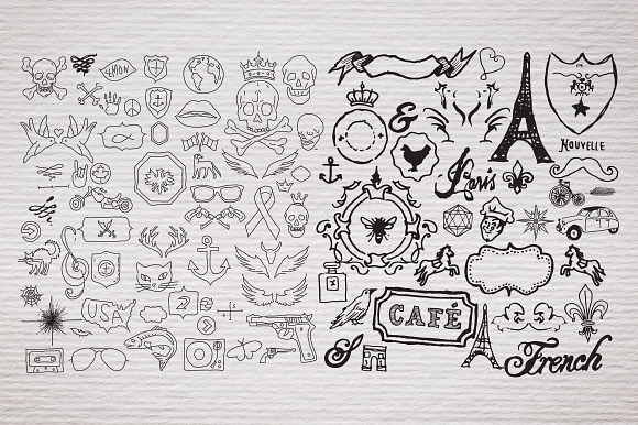 350 Hand Drawn Design Elements in Skull Icons - product preview 3