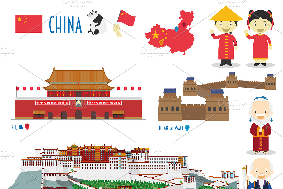 China Monuments & Flat Icon Set in Illustrations - product preview 8