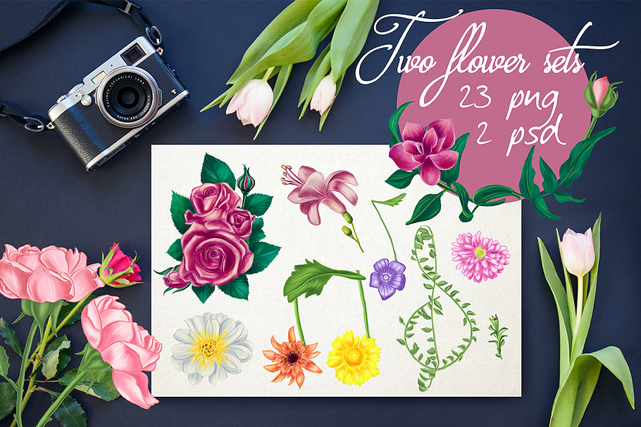 Two flower set illustrations in Illustrations - product preview 8