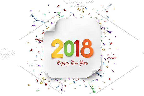 Happy New Year 2018 greeting card.
