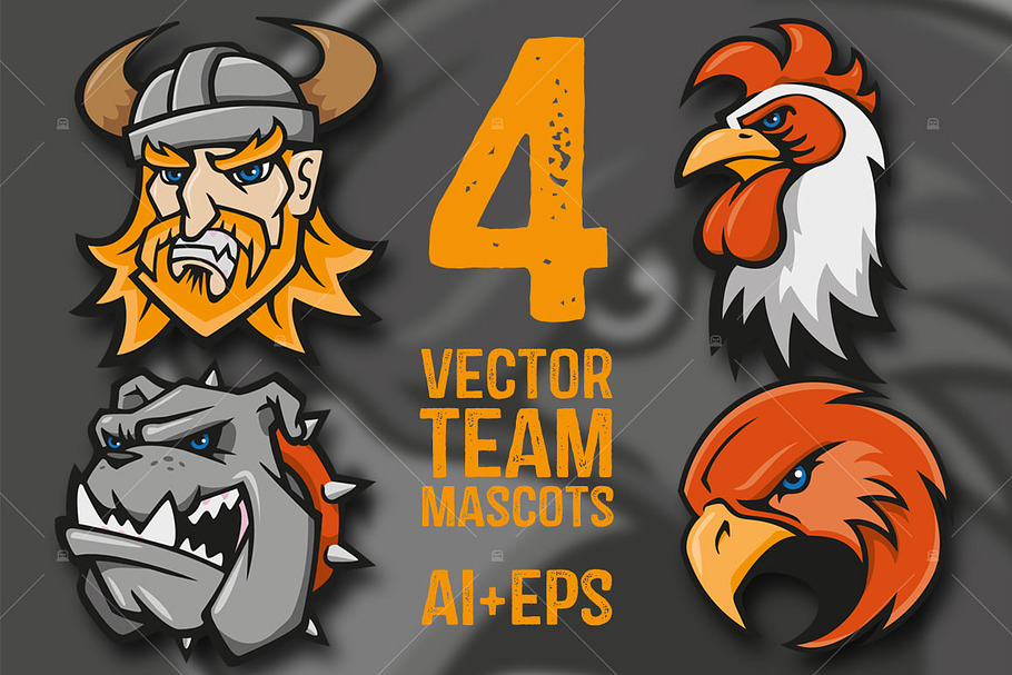 4 Vector Team Mascots in Illustrations - product preview 8