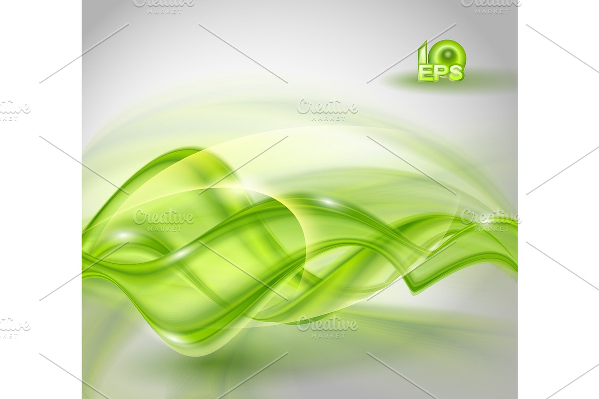 Abstract green wave background in Illustrations - product preview 8