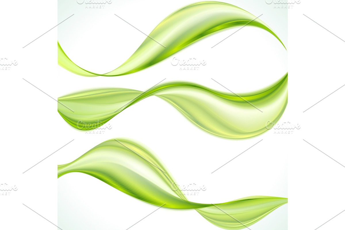 Set of abstract green wave in Illustrations - product preview 8