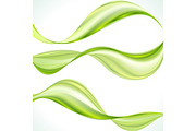 Set of abstract green wave