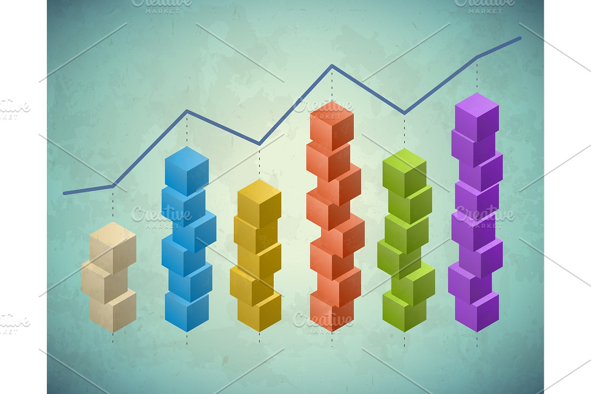 Retro infographic with columns of cubes in Illustrations - product preview 8