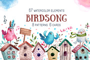 Birdsong - Watercolor Clip Art Set