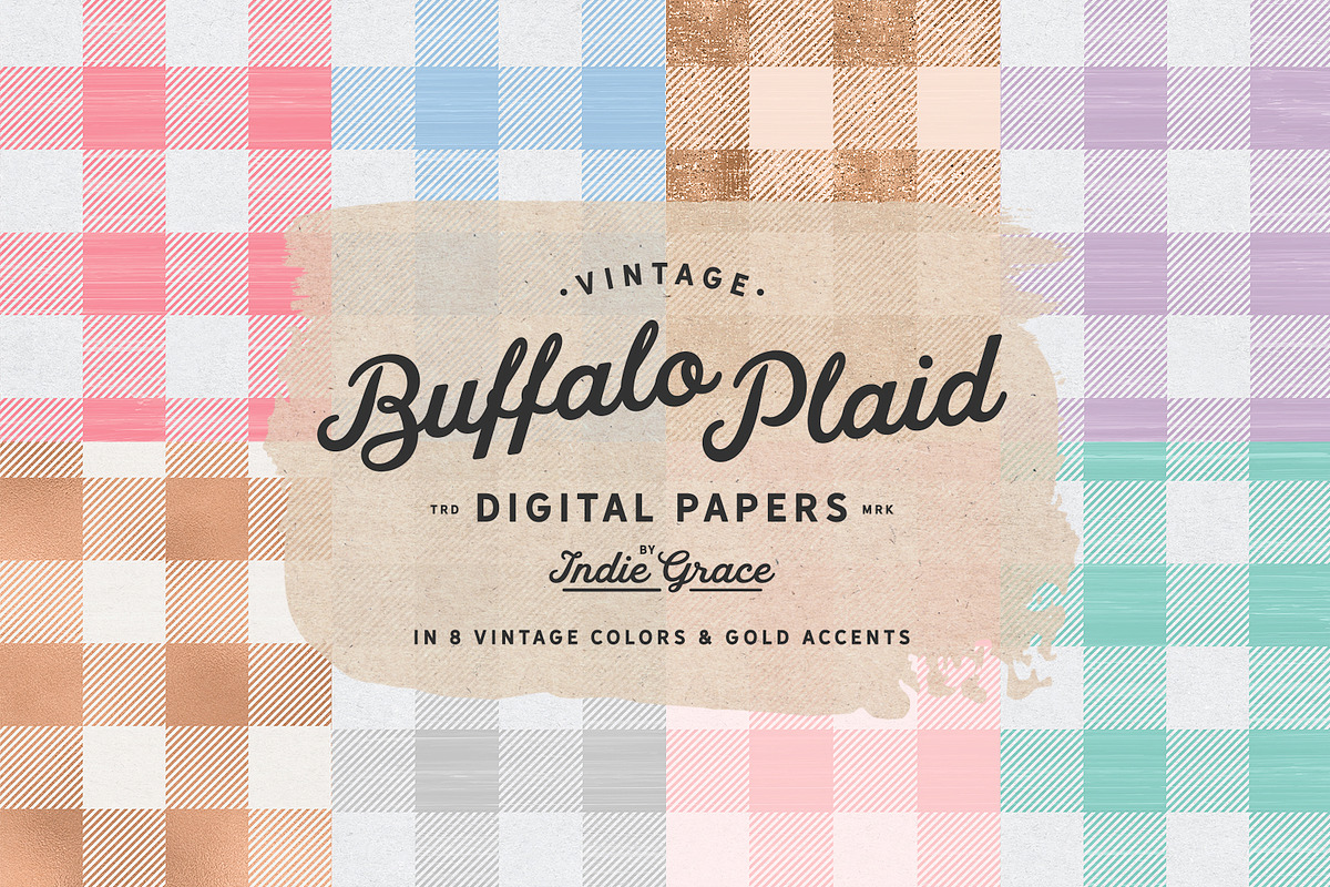 Pastel Plaid Vintage Digital Papers in Patterns - product preview 8