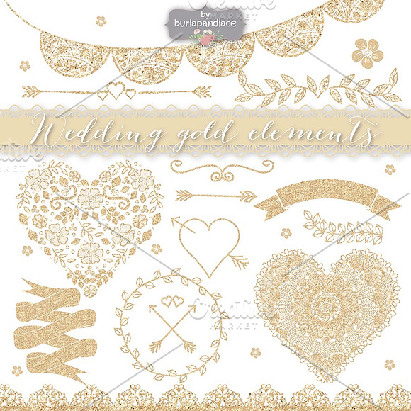 Wedding gold elements in Objects - product preview 1