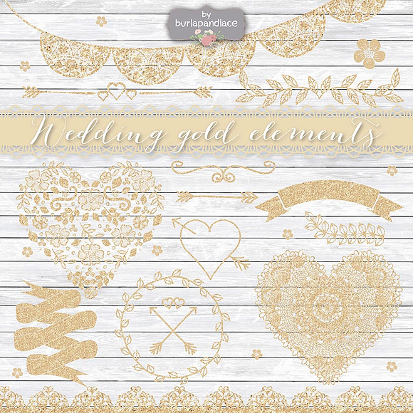 Wedding gold elements in Objects - product preview 2