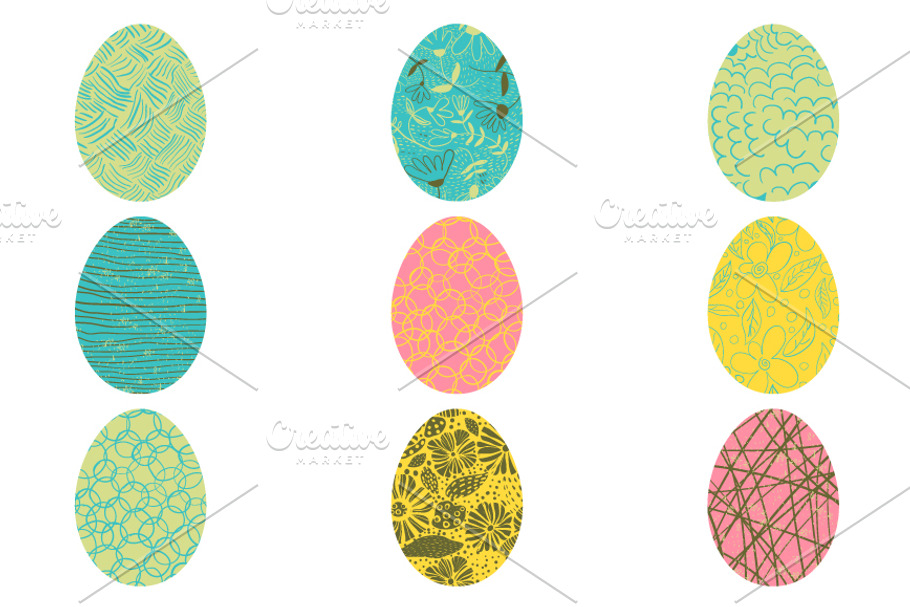 Painted Easter eggs clipart set