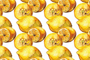 Watercolor lemon seamless pattern