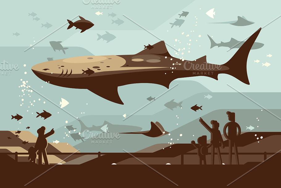 Aquarium with large marine fishes in Illustrations - product preview 8