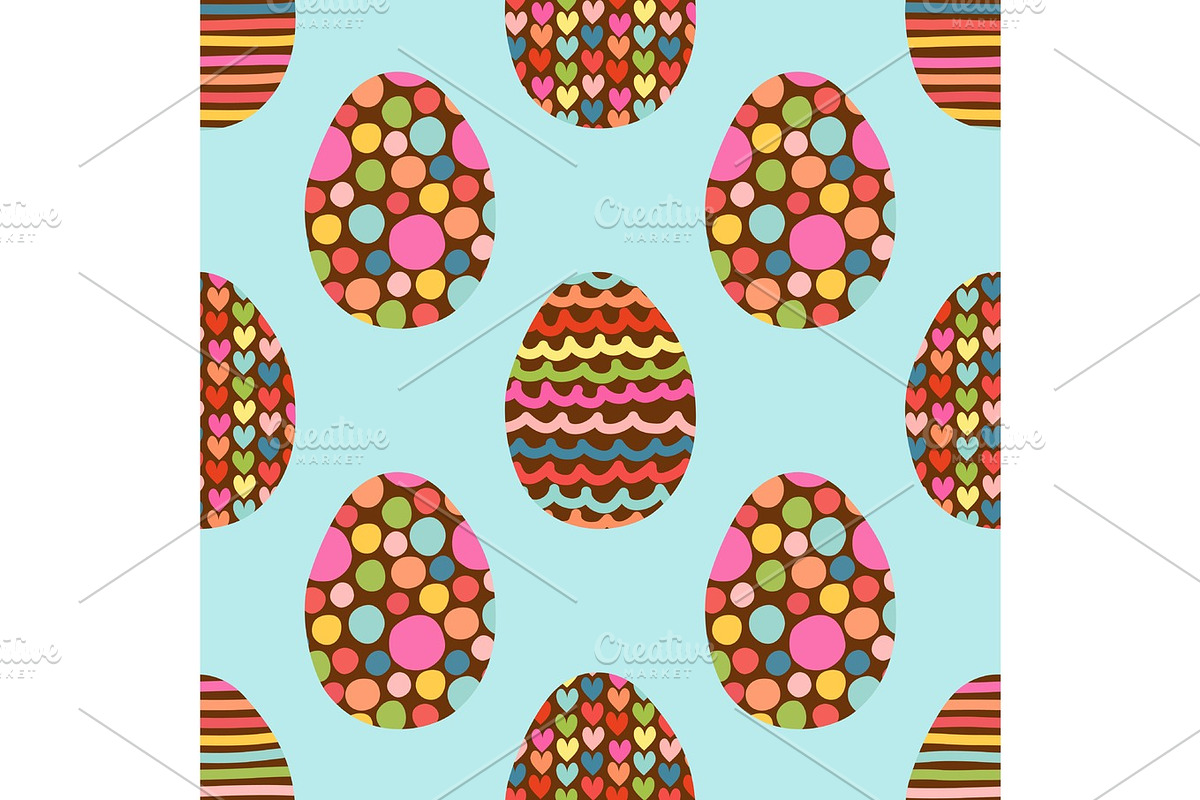 Cute seamless pattern with hand drawn Easter eggs in Objects - product preview 8