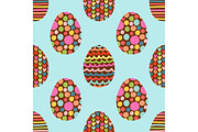 Cute seamless pattern with hand drawn Easter eggs