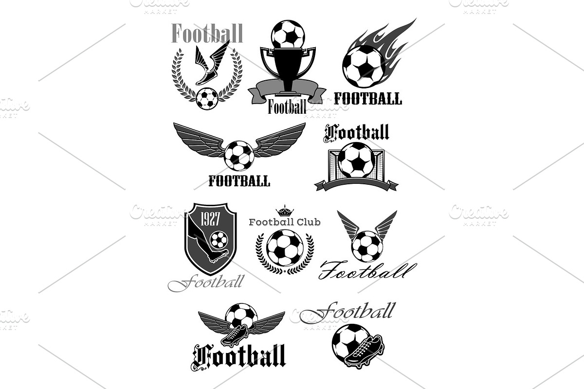 Football or soccer sport club isolated symbol set in Graphics - product preview 8