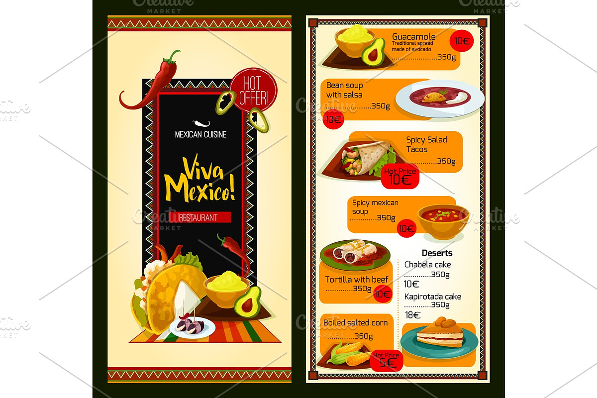 Mexican cuisine restaurant menu template in Graphics - product preview 8