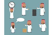 Arab businessman cartoon character set