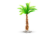 Tropical coconut palm tree with green