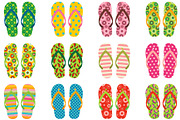Colorful flip flops clip art set
