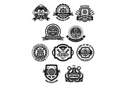Nautical emblem and marine heraldic badge set