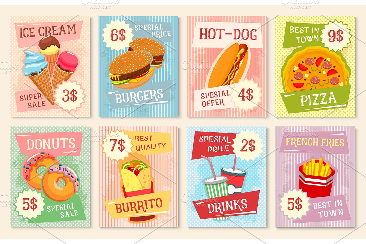 Fast food lunch menu poster template in Graphics - product preview 8